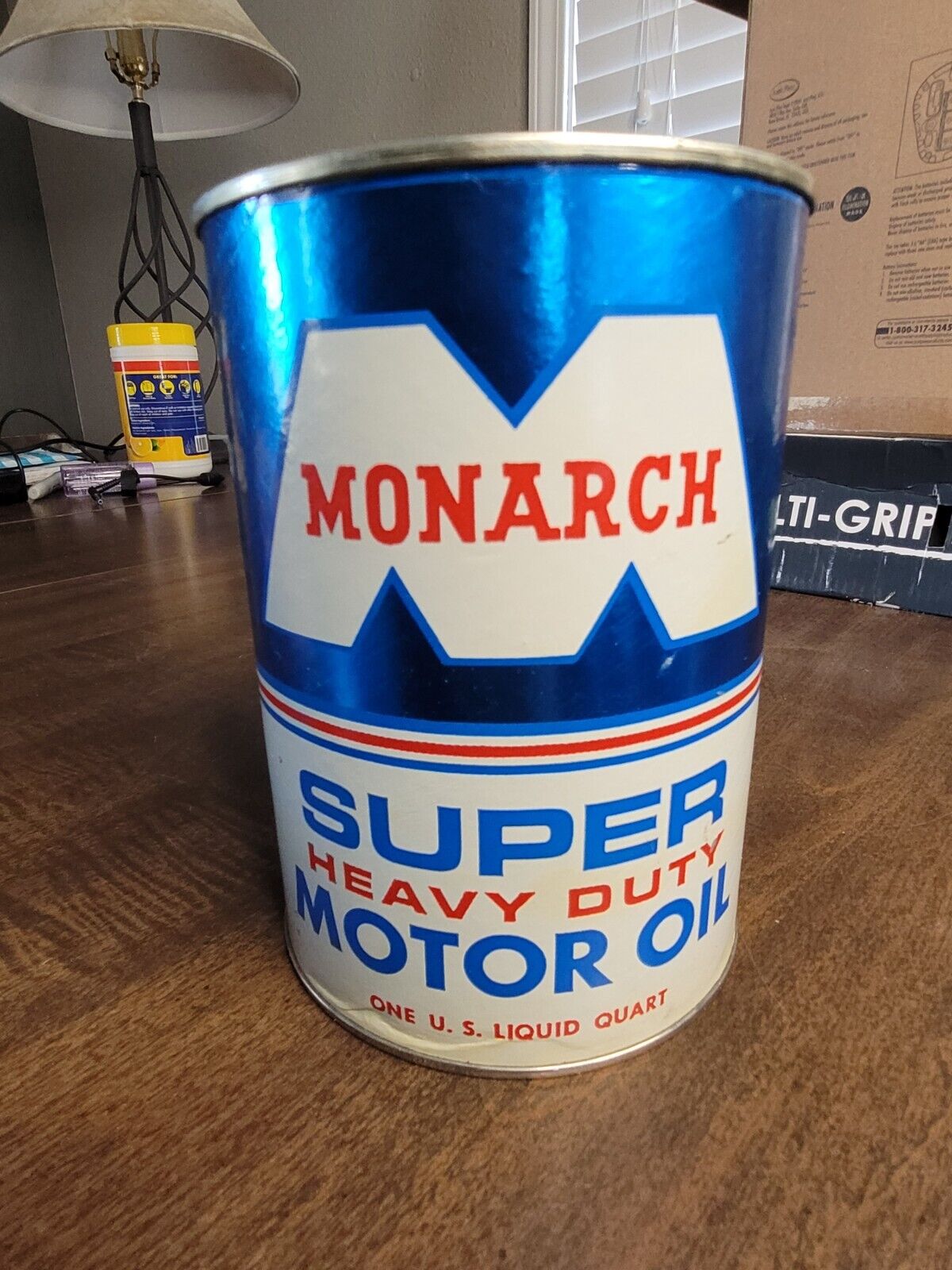 *RARE* Vintage Monarch Super Heavy Duty Motor Oil 1Q Can Filled w/Original Oil