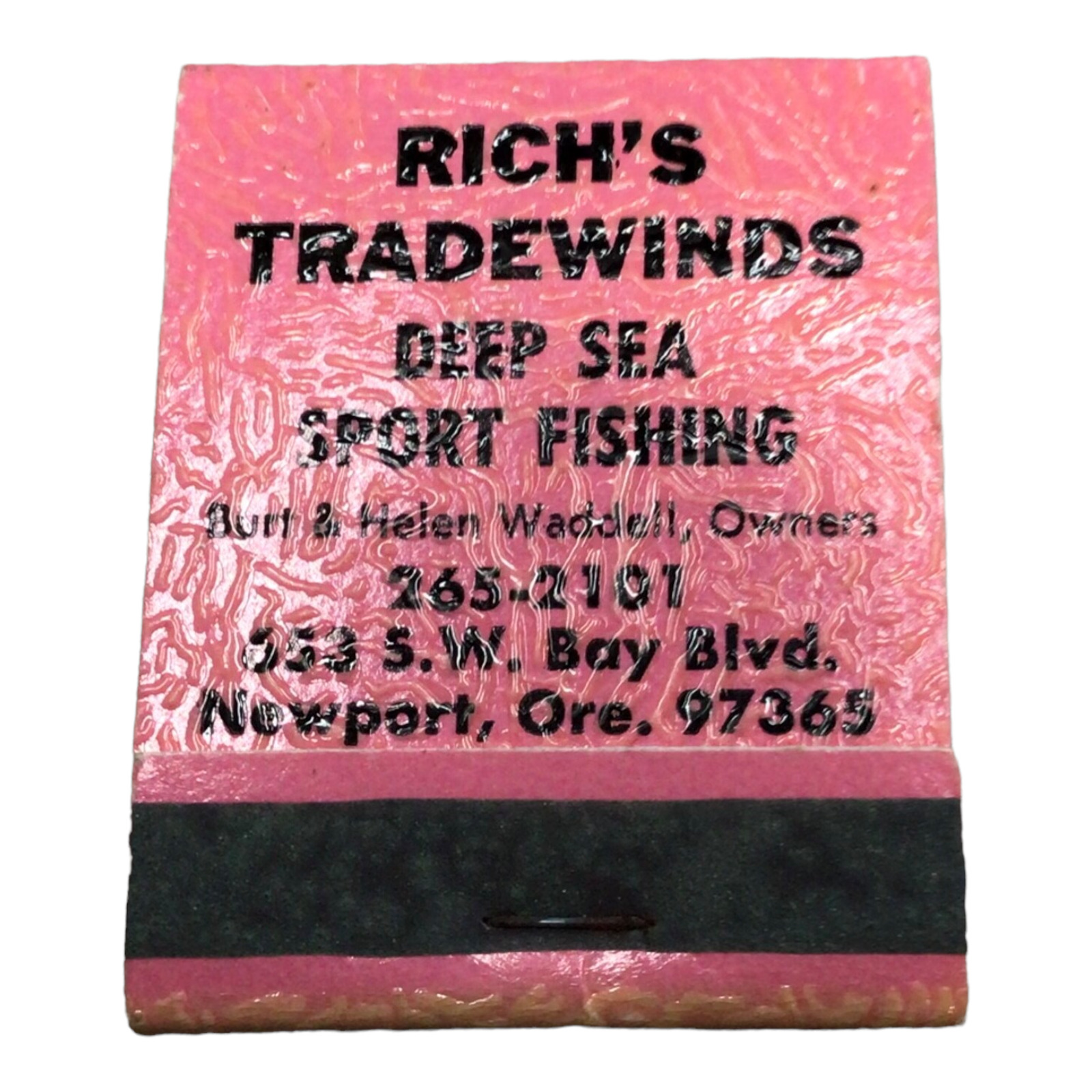 Vintage Rich's Tradewinds Deep Sea Sport Fishing, Newport, OR Matchbook -  Mint