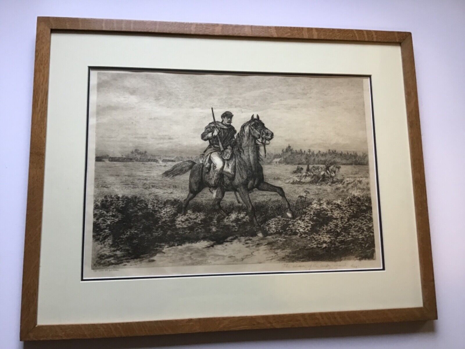 Edwin Forbes Etching “The Advance Of The Cavalry” 1876 Great Frame