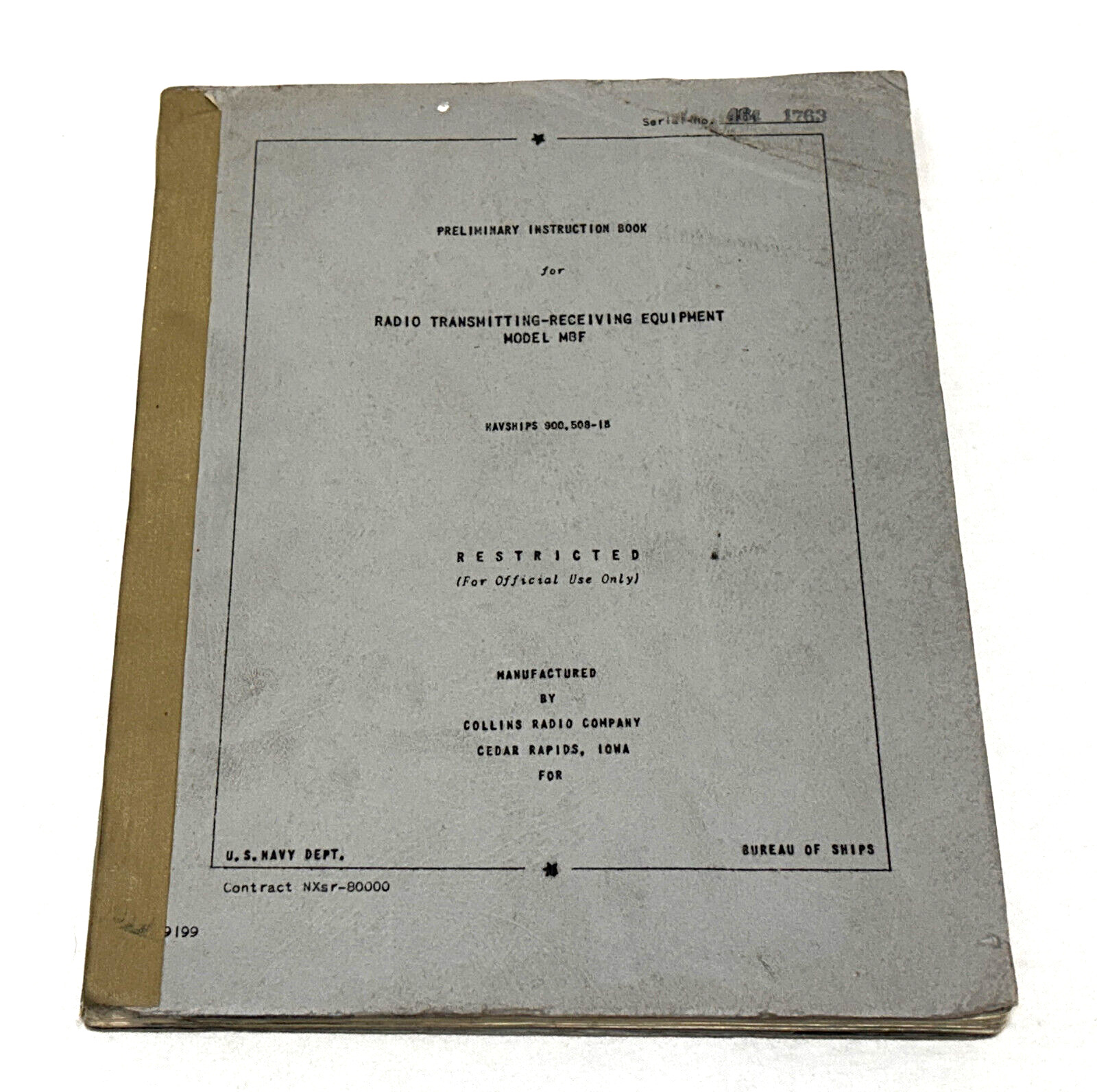 Original WW2 Collins MBF Radio Transmitting-Receiving Prelim Instruction Booklet