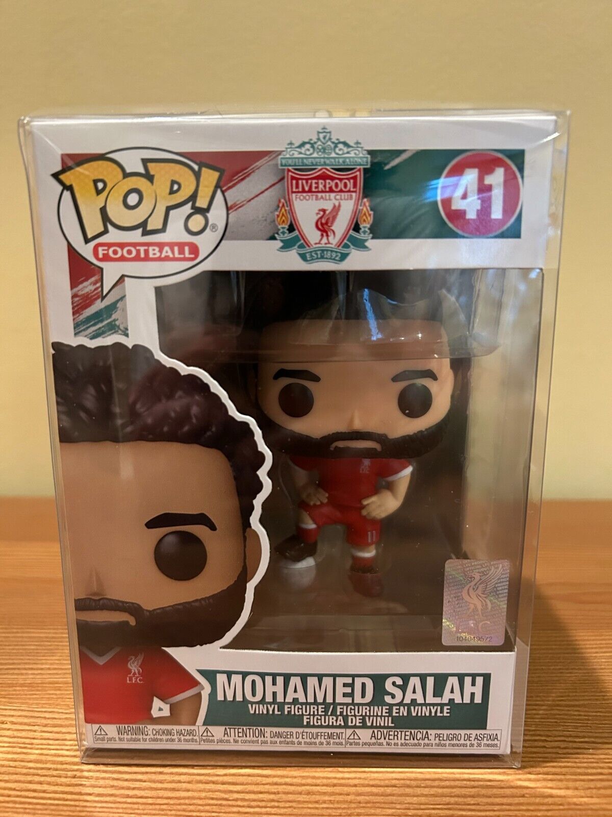 Funko Pop Football Soccer Liverpool FC Mohamed Salah # 41 RARE, NEW + PROTECTOR
