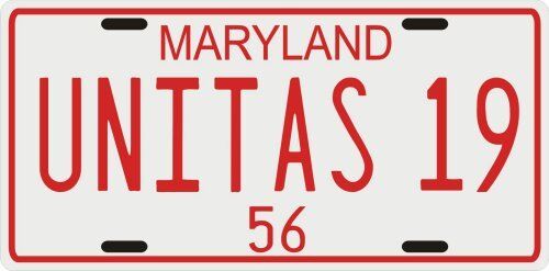 Johnny Unitas Baltimore Colts rookie 1956 License Plate