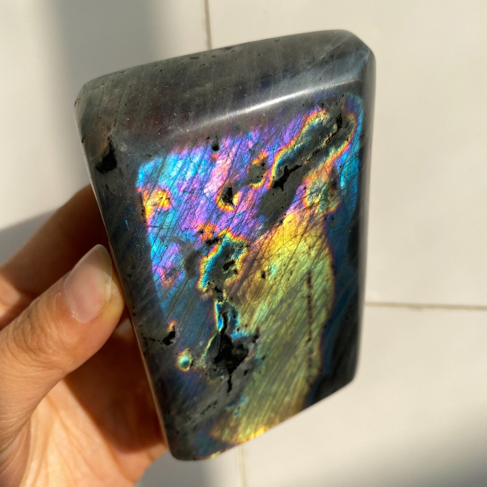 469g Natural Rainbow Labradorite Freeform Crystal Quartz Healing Reiki