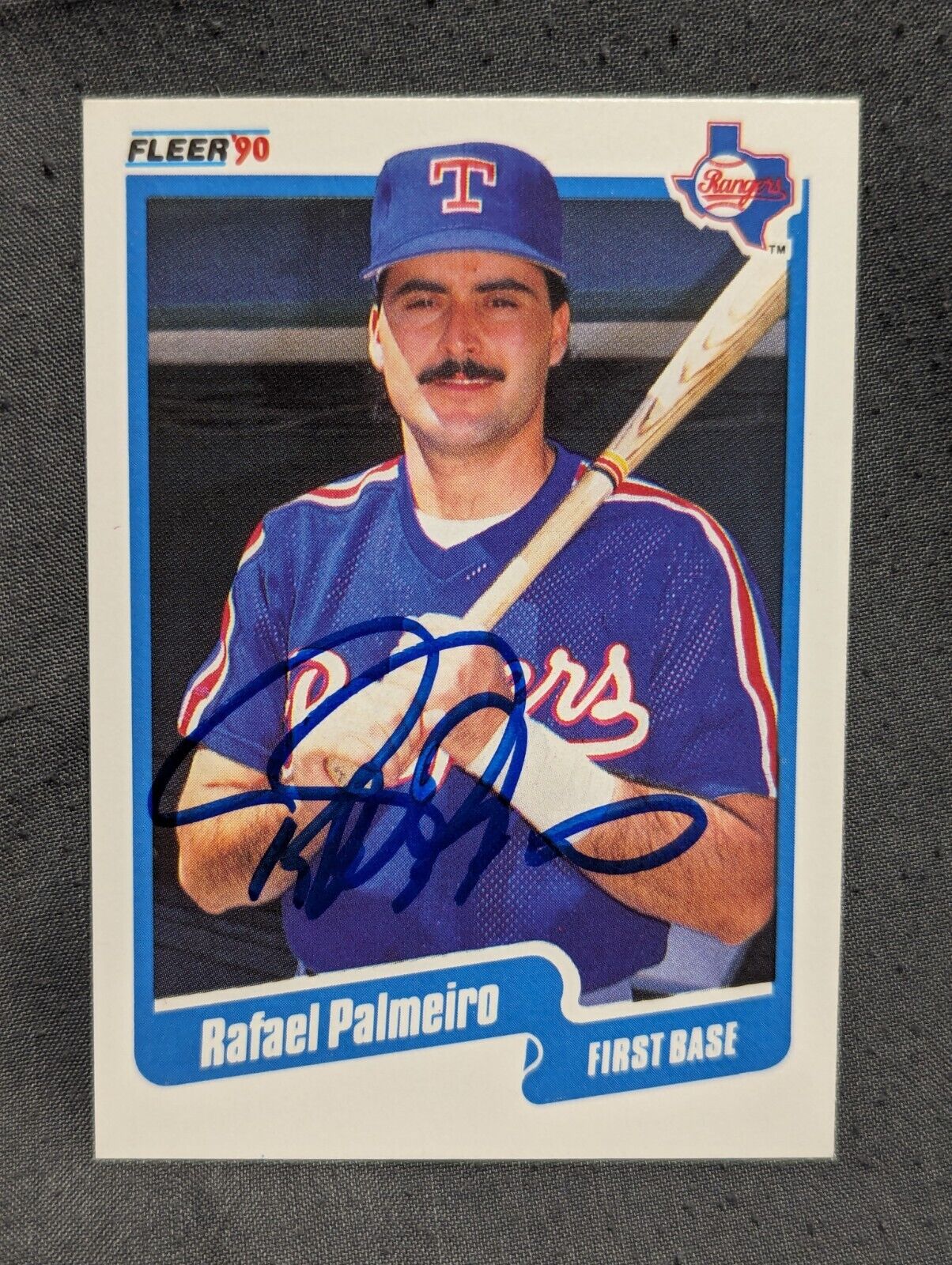 Rafael Palmeiro Autograph Signed Card Texas Rangers 1990 Fleer