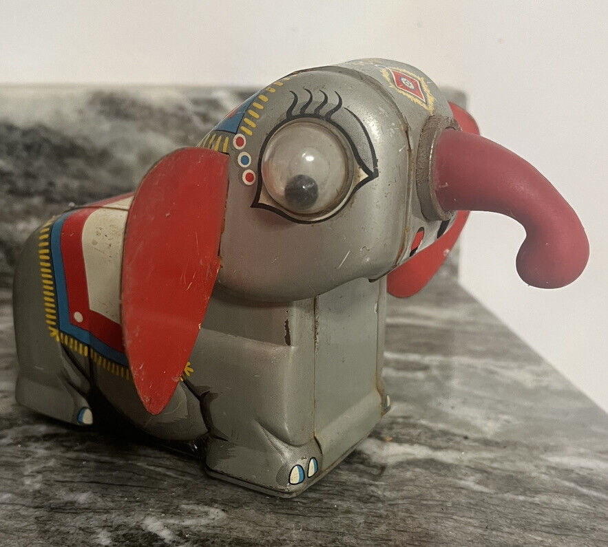 Vintage Tin Robot Elephant Friction Power Made In Japan