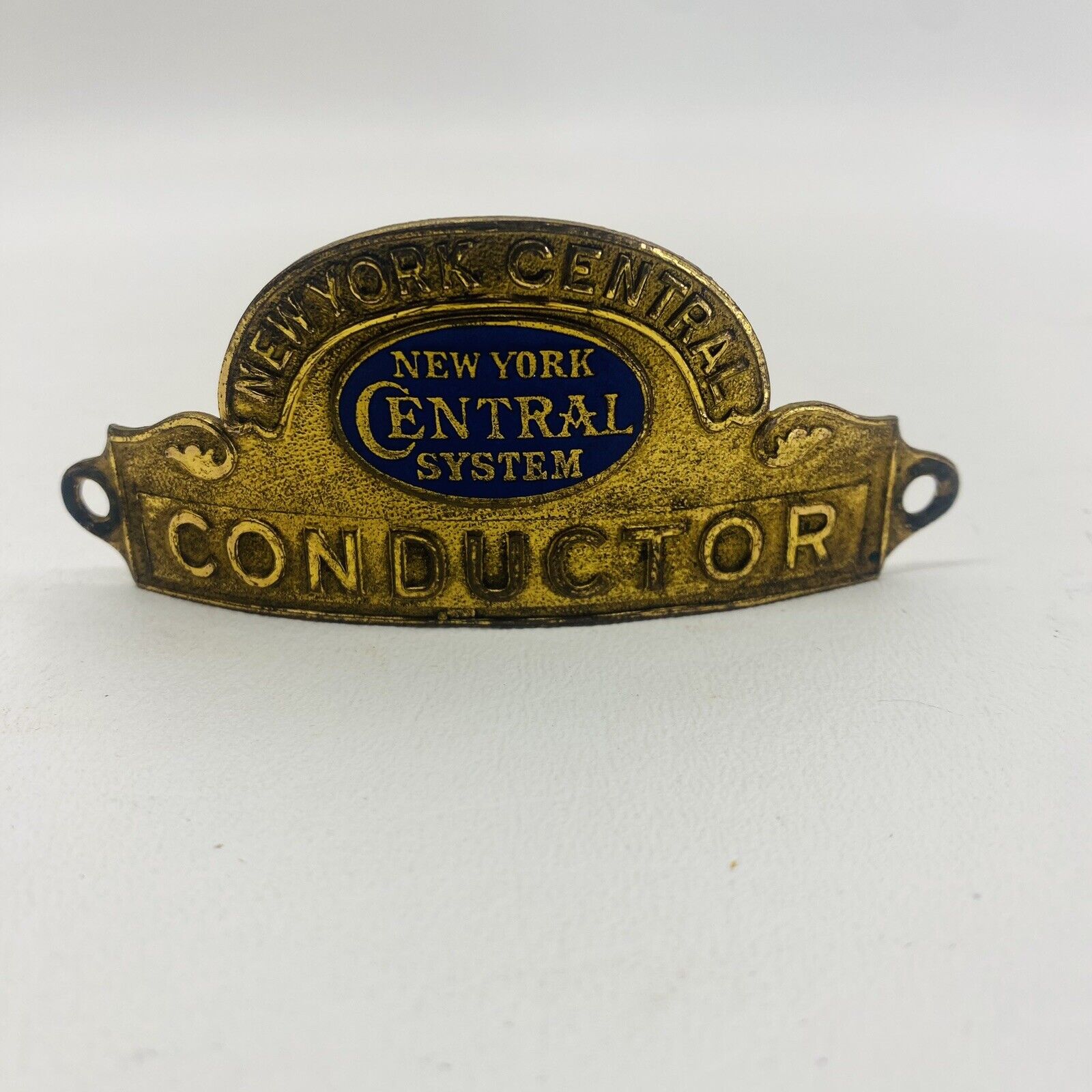 Antique New York Central Railroad Conductors Brass Badge
