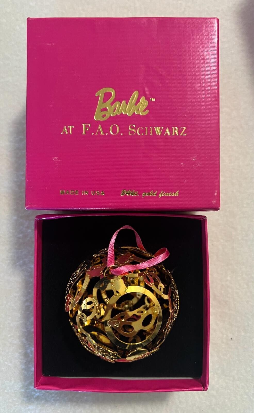 744946 Barbie FAO Schwarz 24k Gold Finish Sphere Ornament