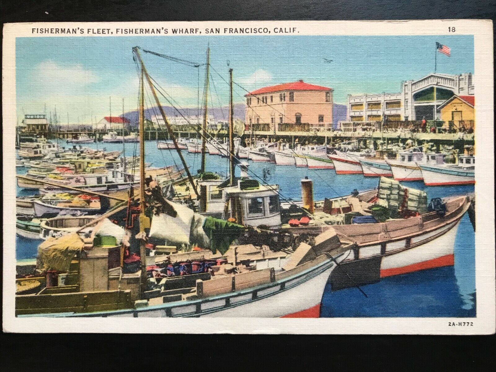 Vintage Postcard 1938 Fisherman\'s Fleet Fisherman\'s Wharf San Francisco CA
