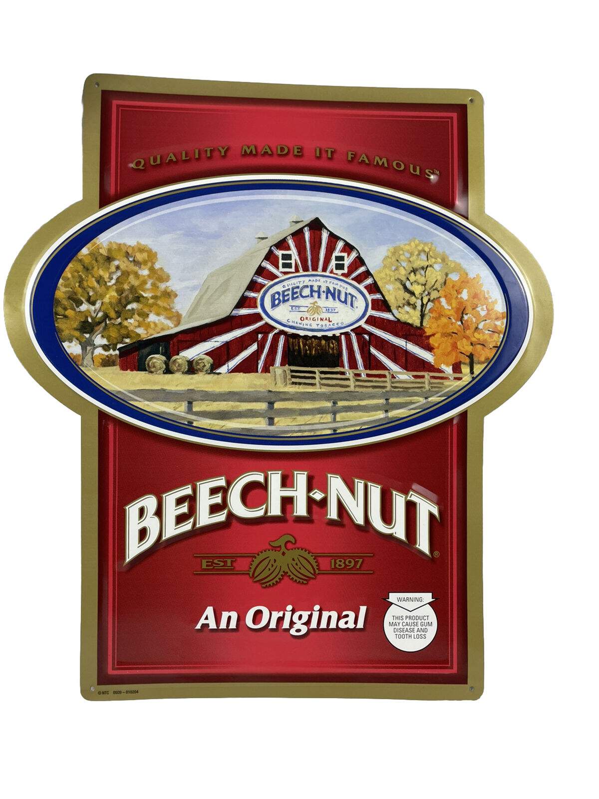 Beech-Nut An Original Quality Famous Chewing Tobacco Metal Tin Sign