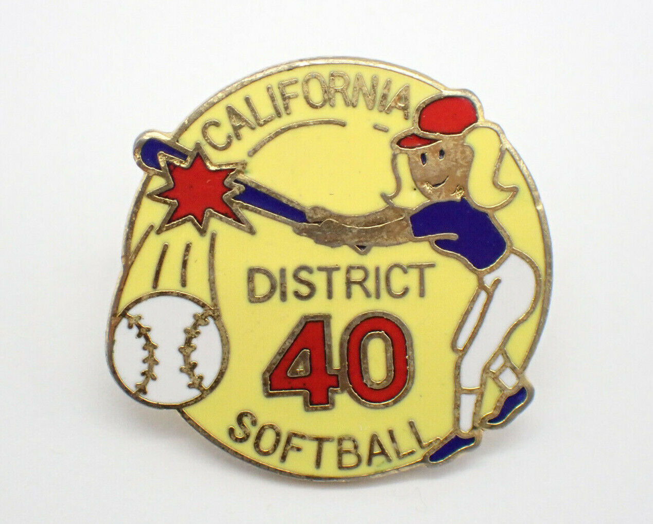 California Softball District 40 Vintage Lapel Pin