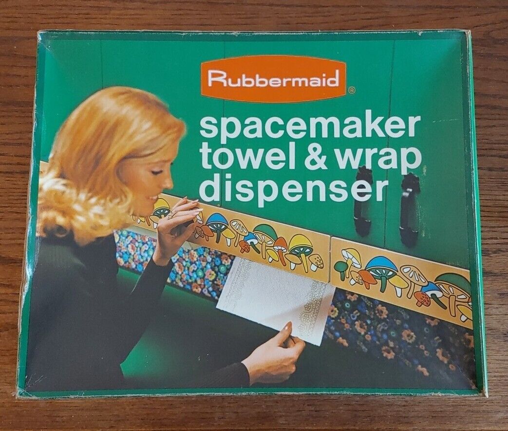 Rare Vintage 1972 Rubbermaid spacemaker towel & wrap dispenser Mushroom Theme