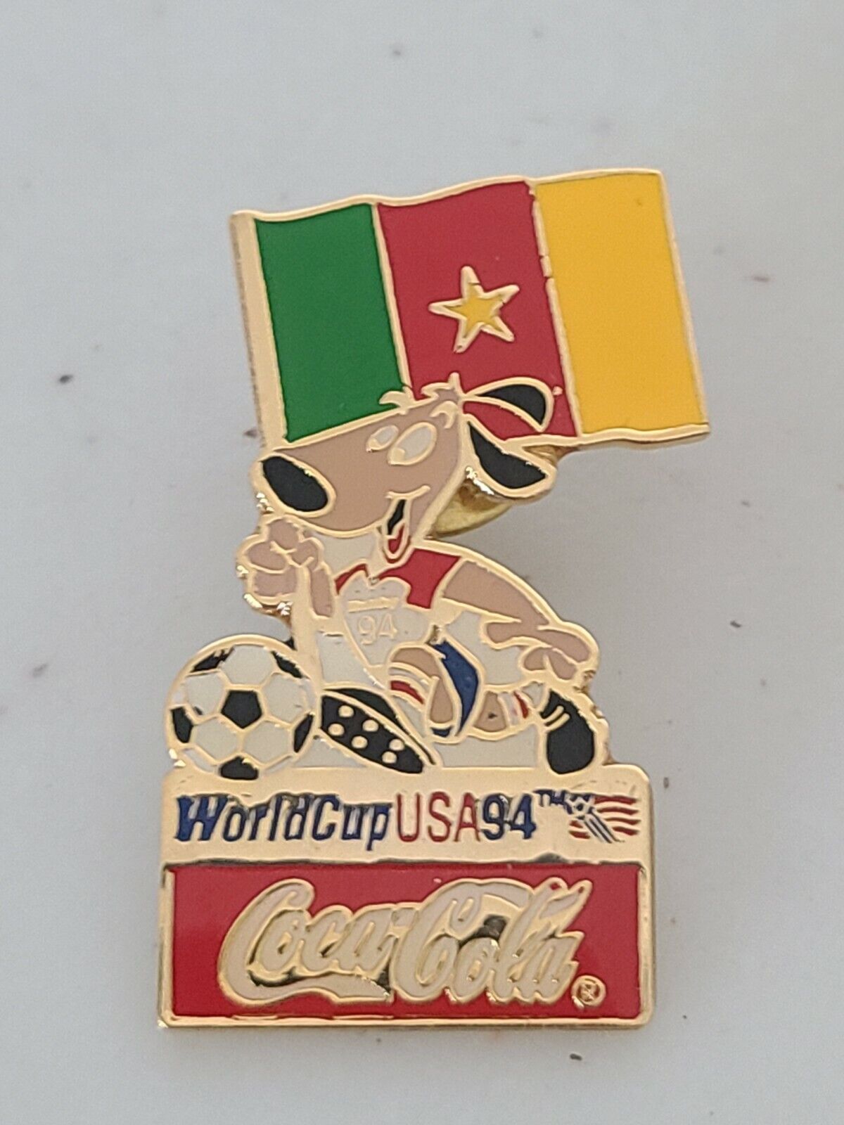 Vintage 1994 Cameroon World Cup Coca Cola USA Soccer Hat Lapel Pin