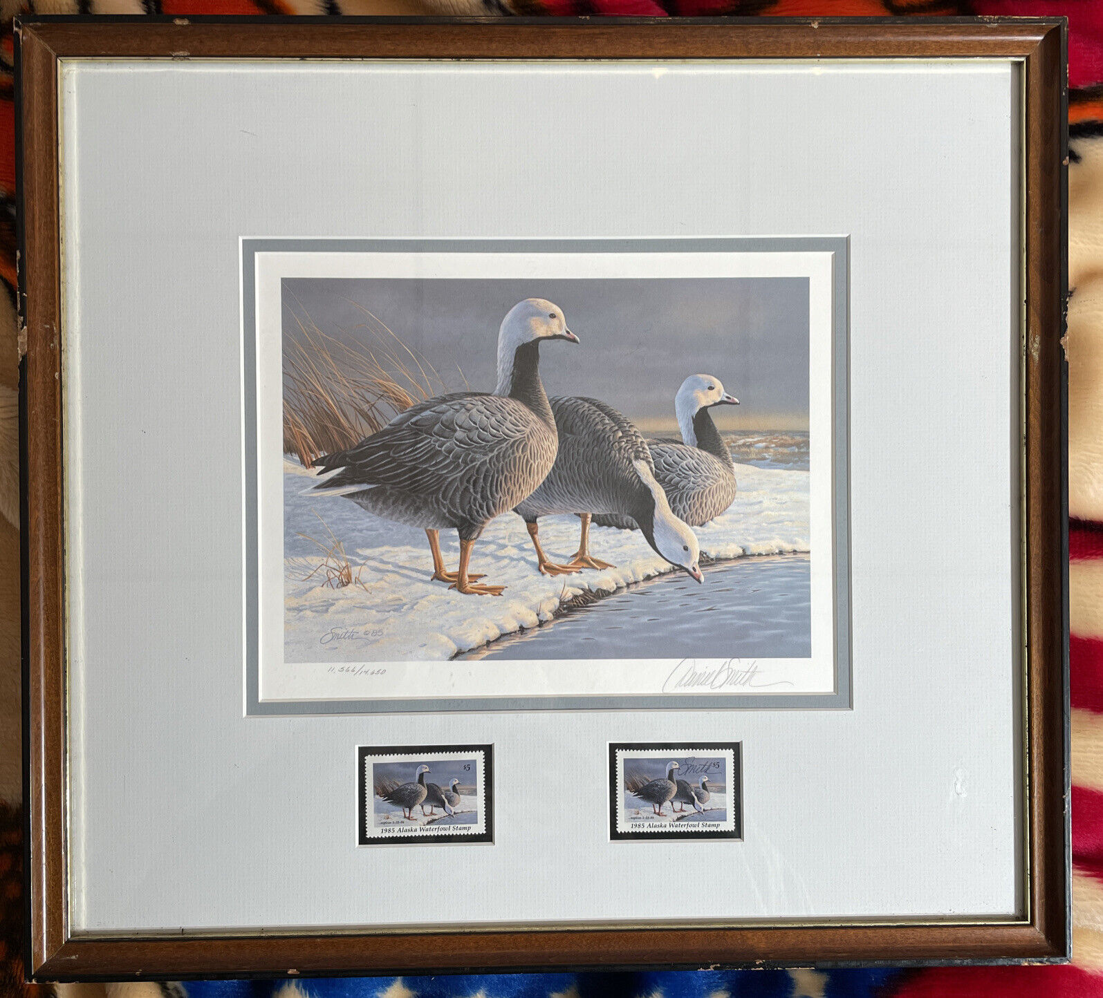 1985 Alaska Waterfowl Stamp and Print signed by Daniel Smith Framed