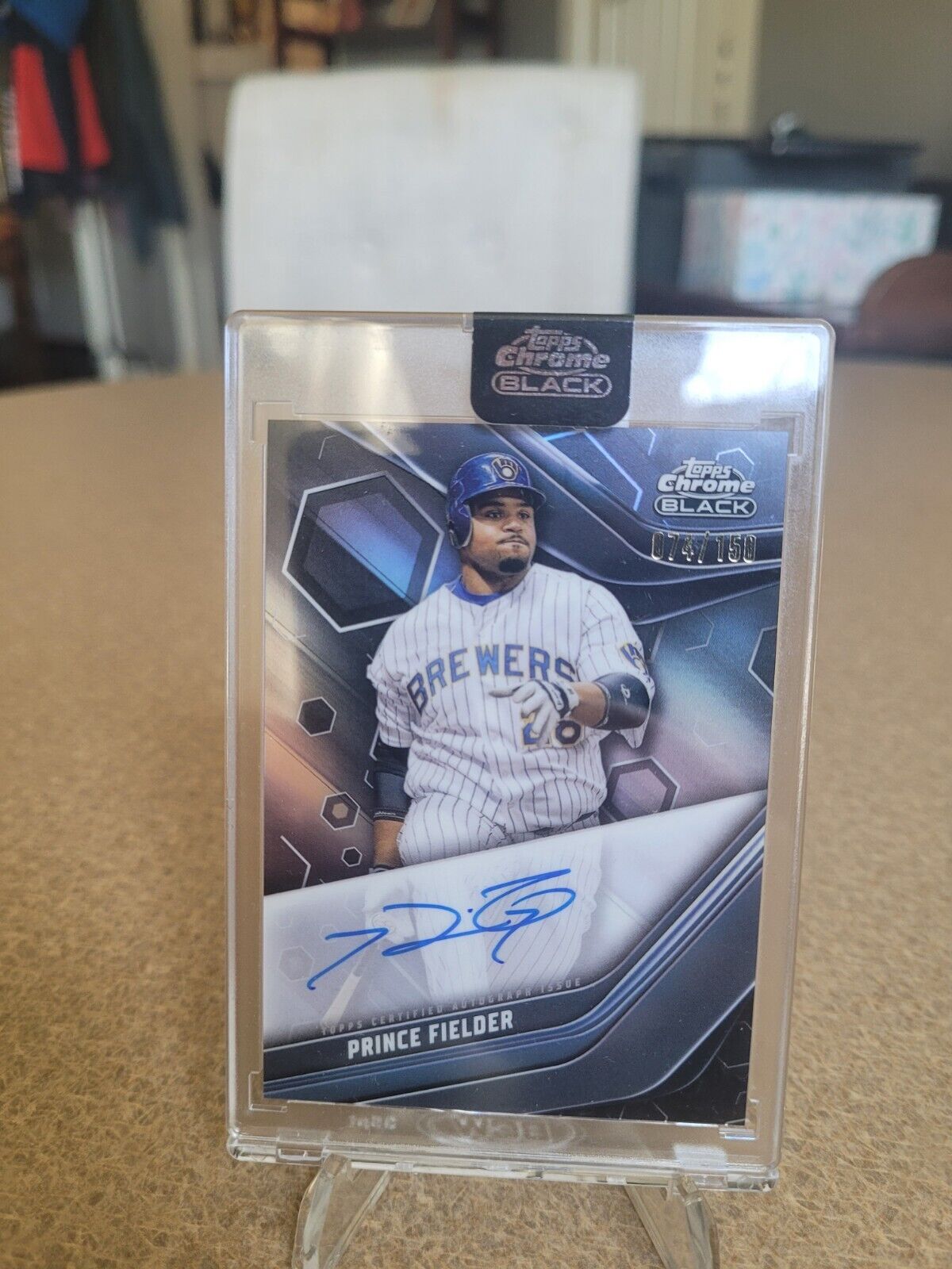 2023 Topps Chrome Black Prince Fielder Refractor Encased Brewers Auto /150