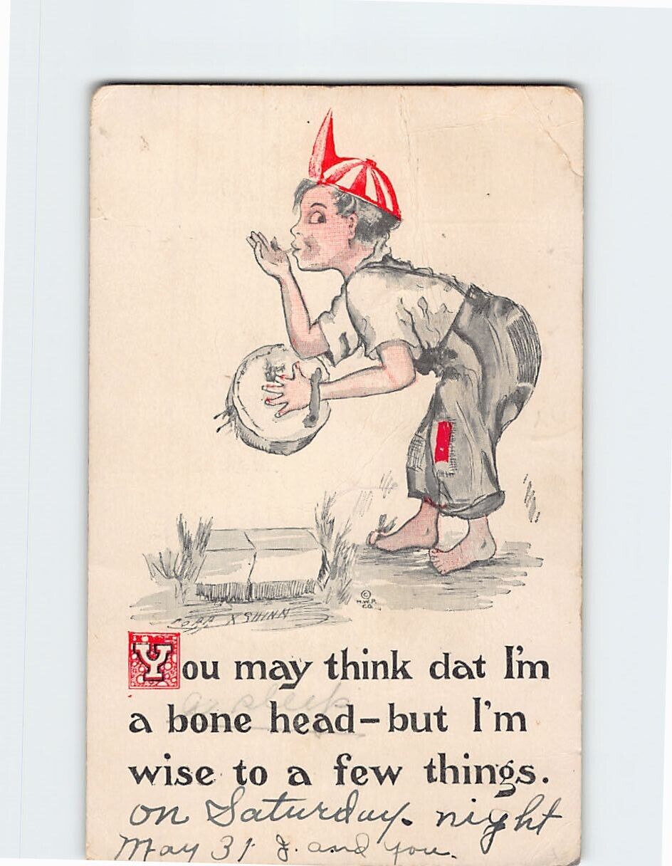 Postcard You Might Think I'm A Bonehead But I'm Wise To A Few Things Boy Art