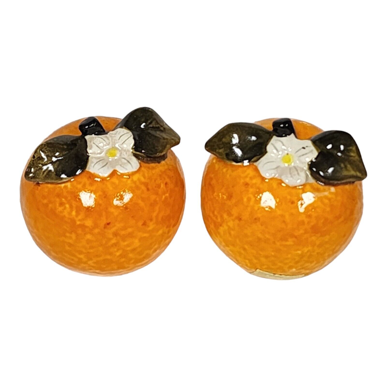 Vtg HH 0100 Japan Ceramic Oranges Salt Pepper Shakers 60s MCM Fruit Table Decor