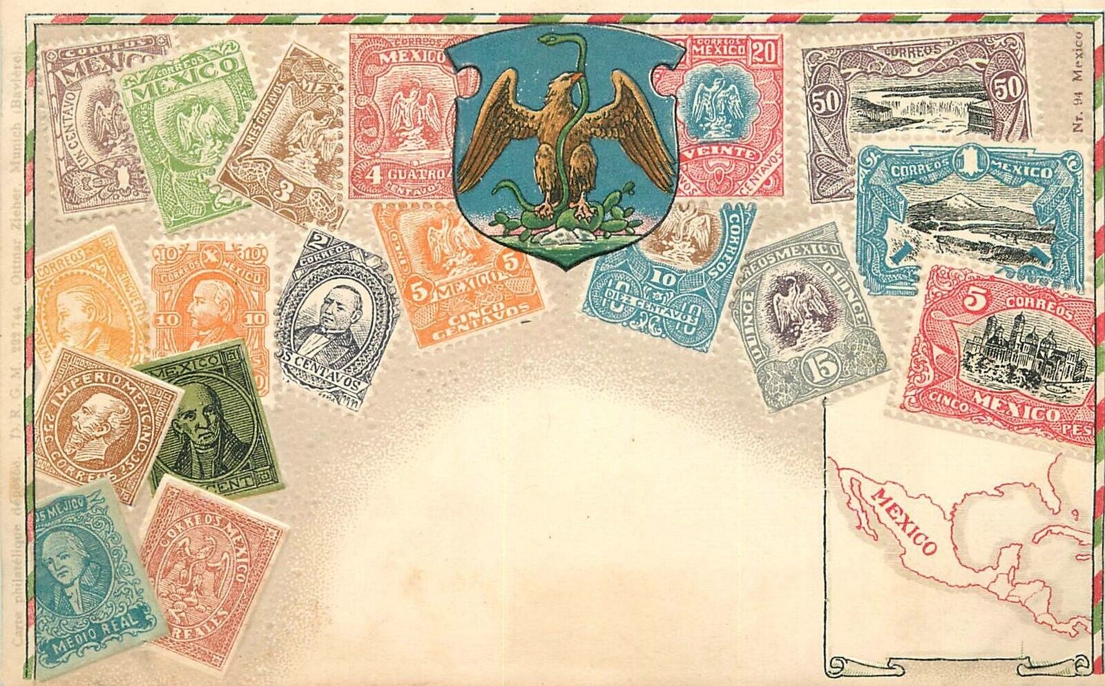 Postcard c-1910 Mexico Stamp Philatelic 23-7392