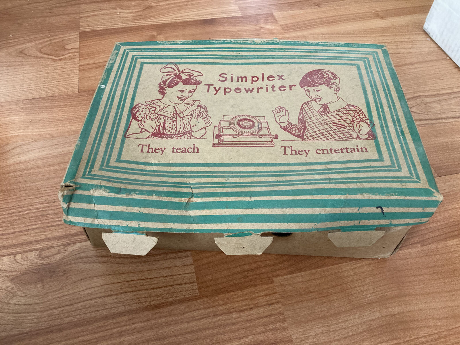 Vintage Antique Children's Tin Toy Simplex Typewriter with Box Untested