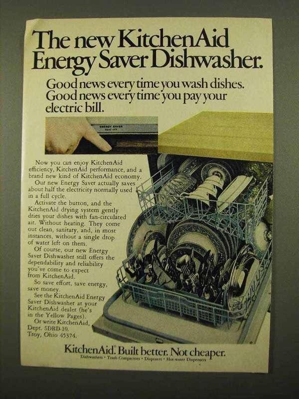1975 KitchenAid Dishwasher Ad - Energy Saver