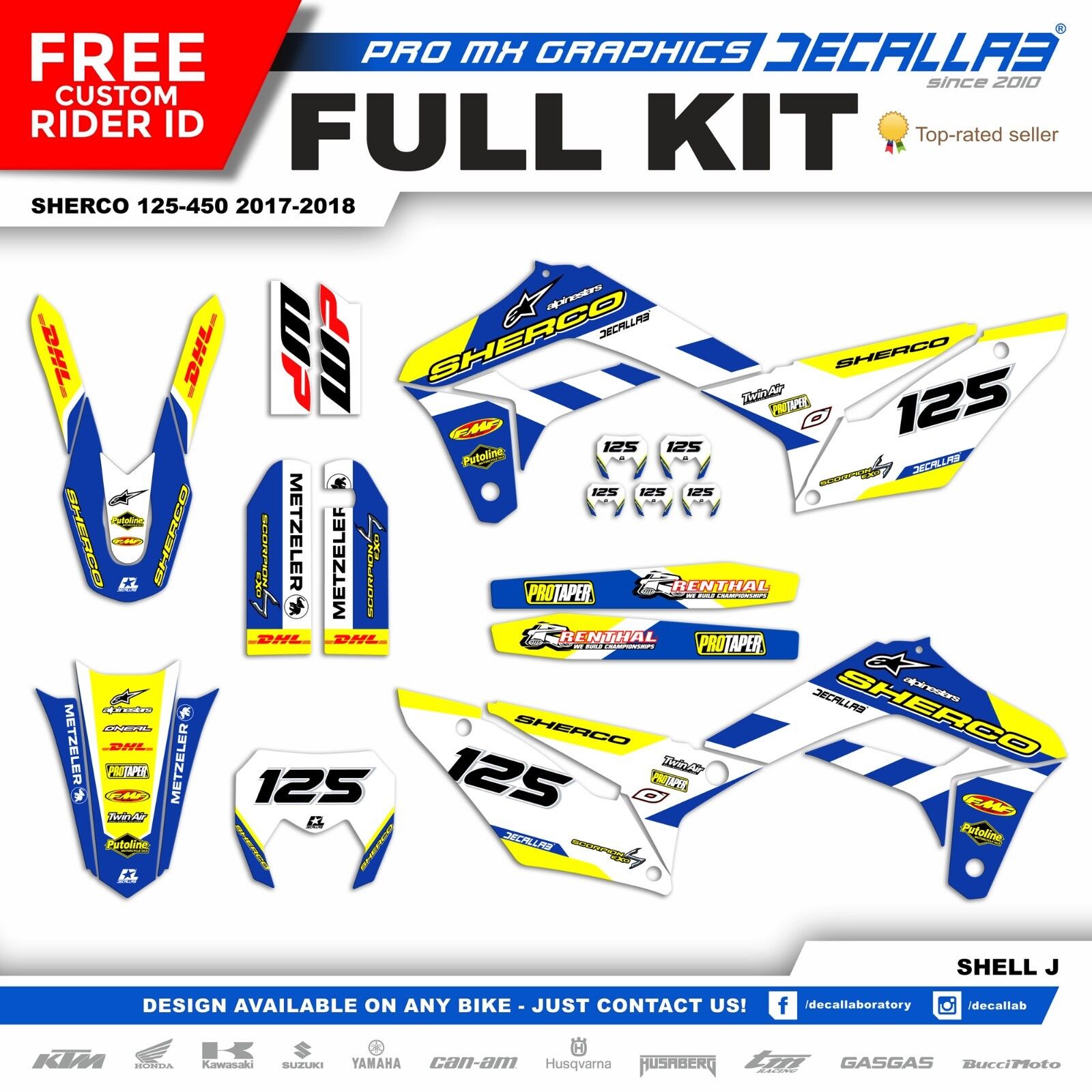 Sherco  2017 2018 ENDURO Super durable MX Graphics Decals Stickers Decallab