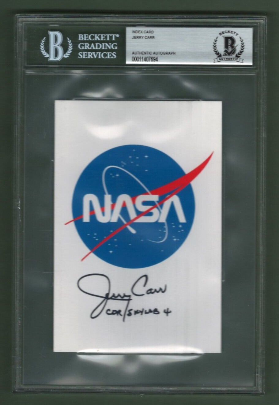 Jerry Carr Authentic Autographed Signed NASA 4x6 Postcard Beckett BAS Certified