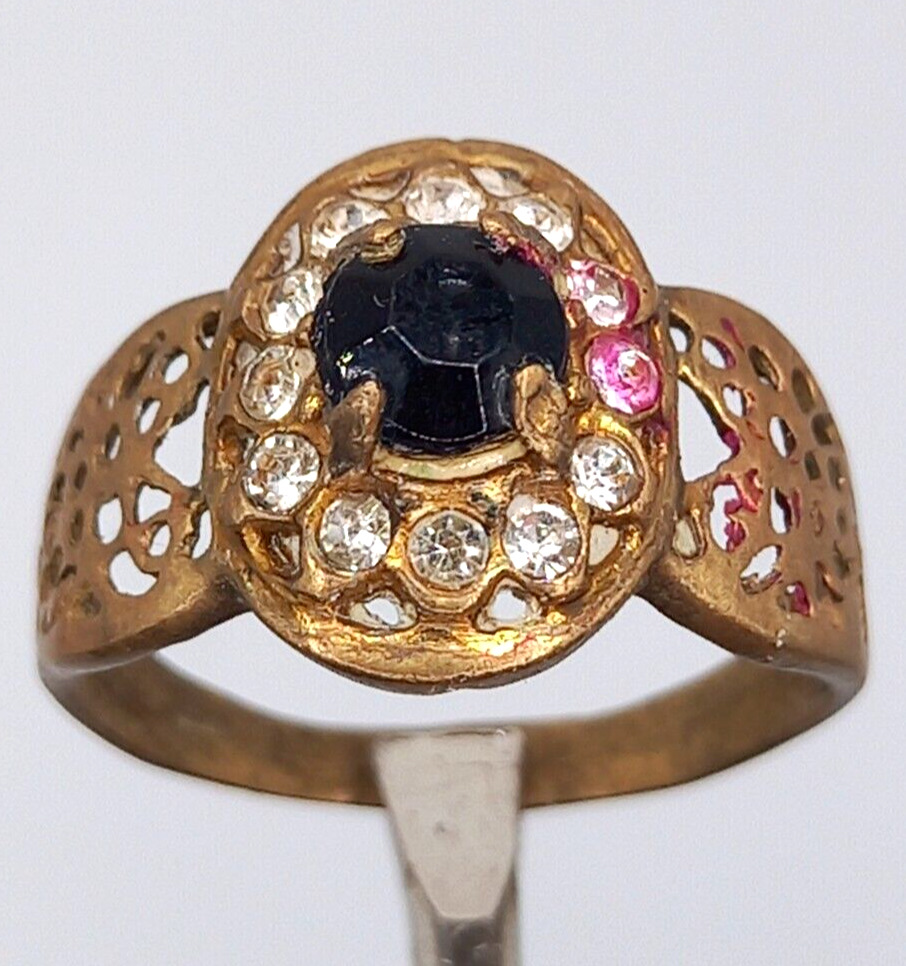 RARE EXTREMELY ANCIENT ANTIQUE BRONZE BLACK STONE ROMAN STYLE RING AUTHENTIC