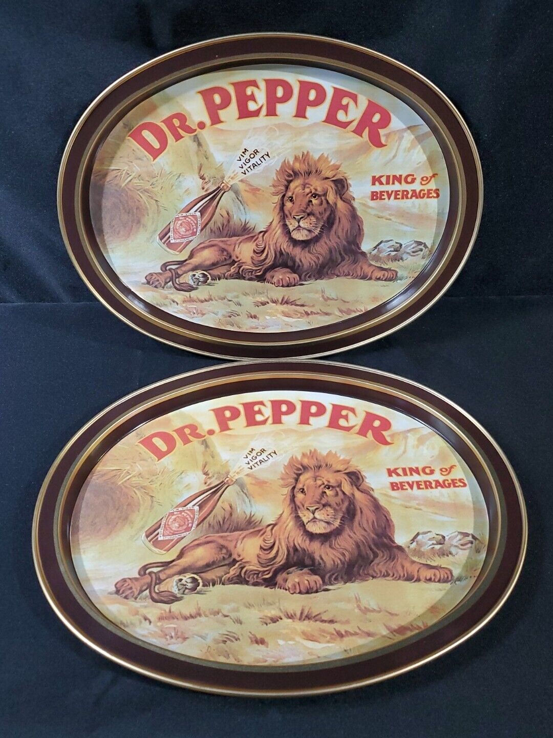 Vintage 1979 Dr. Pepper King Of Beverages Lion Oval Tin Metal Tray Collectible