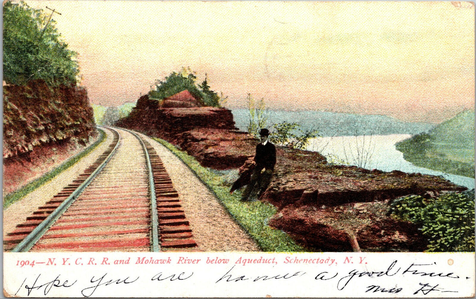 Vtg 1908 New York Central Railroad Mohawk River Aquaduct Schenectady NY Postcard