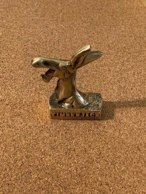 Timberjack Smaller Donkey BRASS Statue 2 3/4 inches Solid Metal Well Made