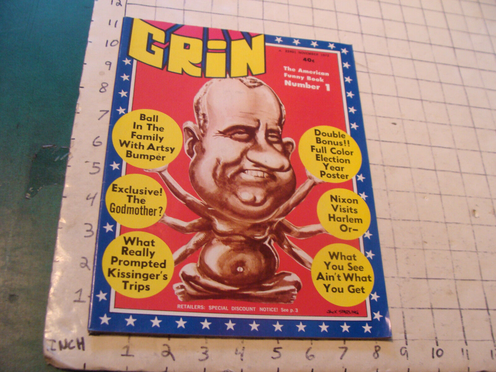 Vintage HIGH GRADE comic Magazine: GRIN #1, nov 1972, 