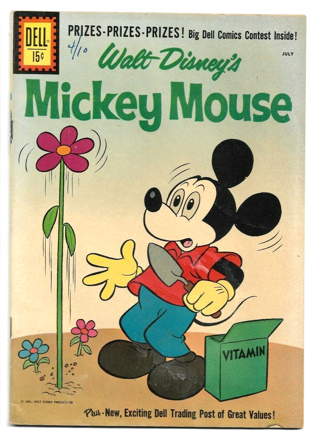  Mickey Mouse #78, Walt Disney, 1961, Dell Silver Age 7.0 FN/VF