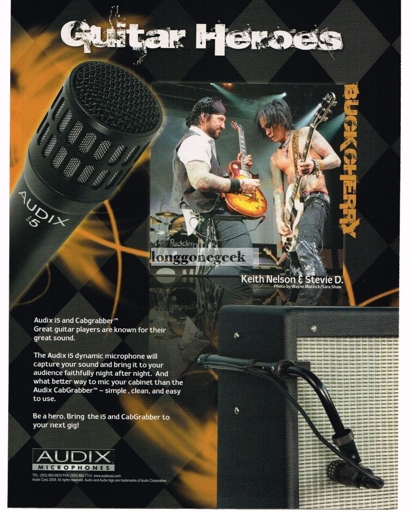 2010 AUDIX Microphones KEITH NELSON, STEVIE D. of Buckcherry VINTAGE Print Ad