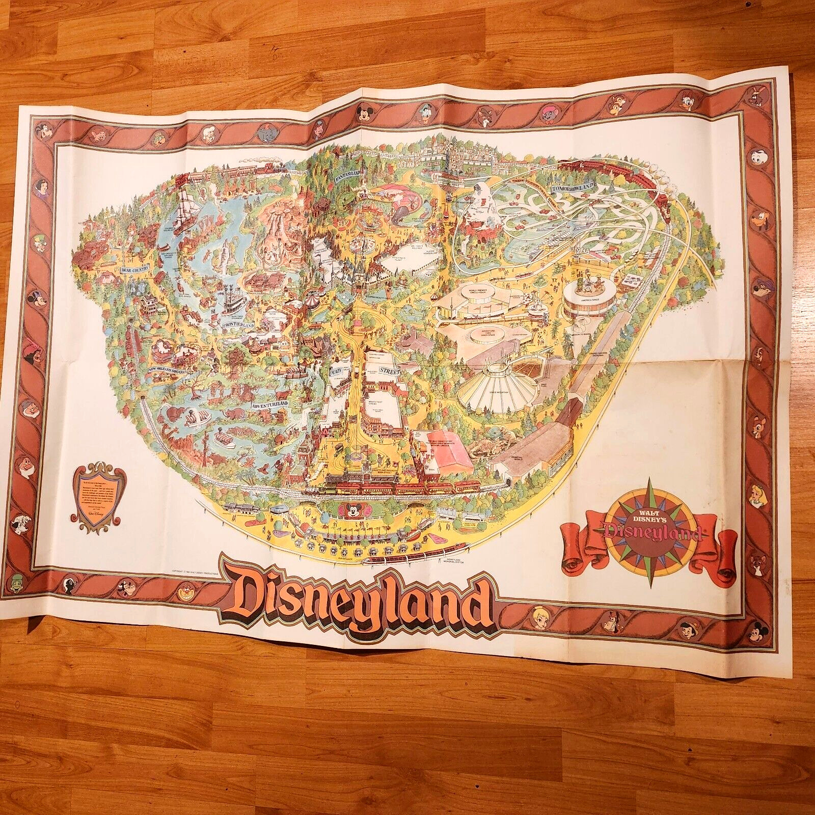 Vintage Original 1984 Walt Disney's Disneyland Map Poster - Anaheim, Calif.