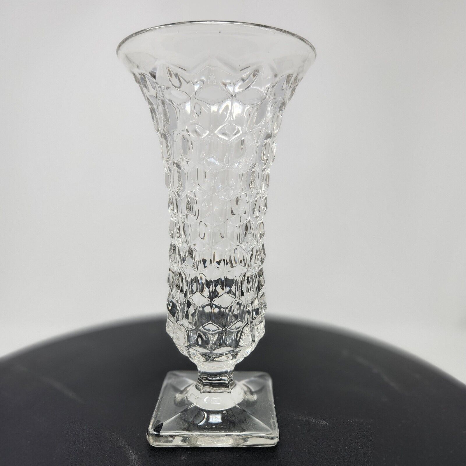Fostoria Square Footed Flower Vase American Clear 9 3/4\