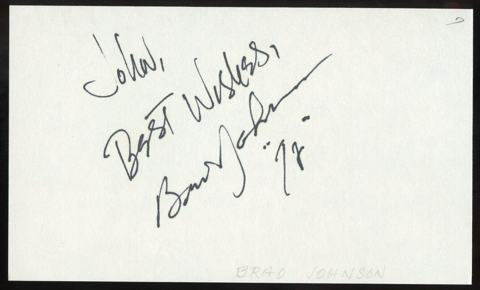 Brad Johnson d2022 signed autograph 3x5 Cut American Actor Model Marlboro Man