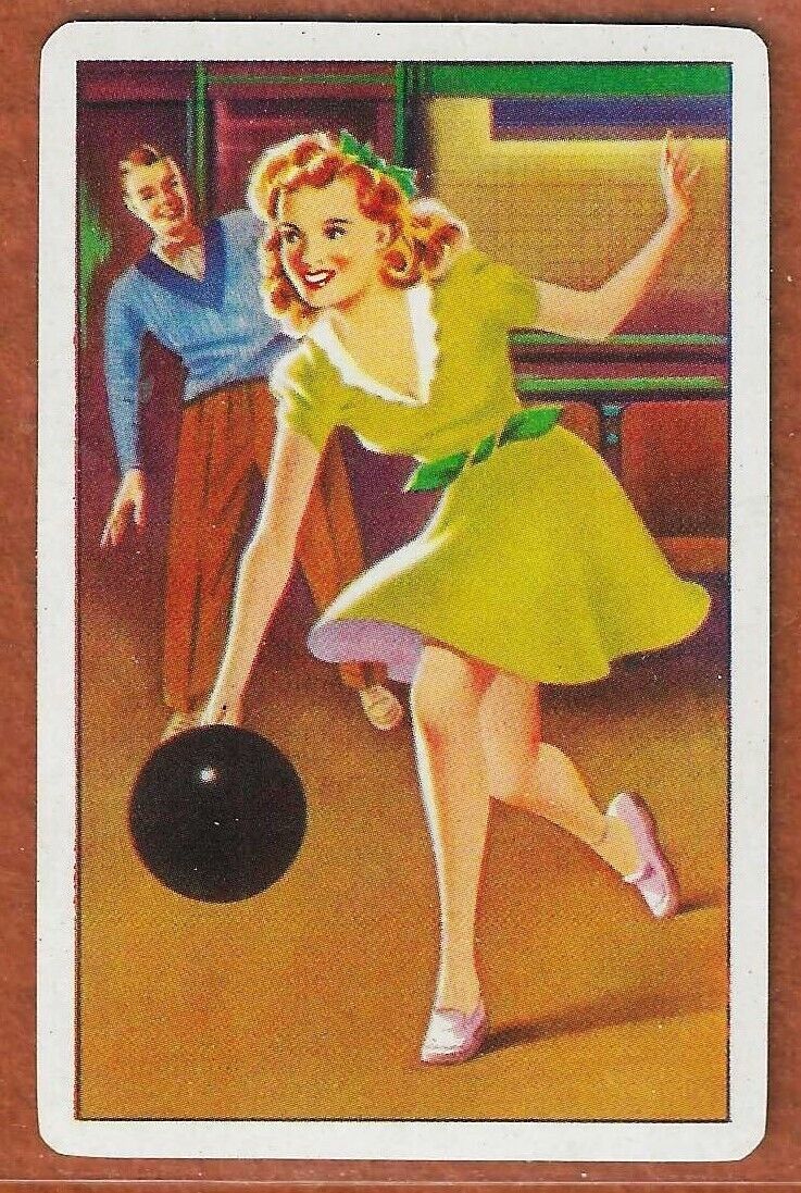 1 Single Swap Vintage Bowling Lady  Pinup Playing Card  1930's - 1940s