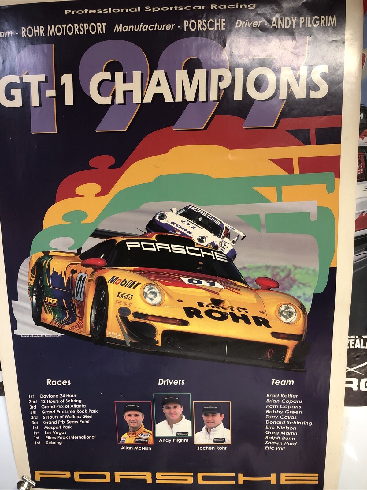 Awesome Original ￼￼Porsche Poster Gt1 Champions 1997