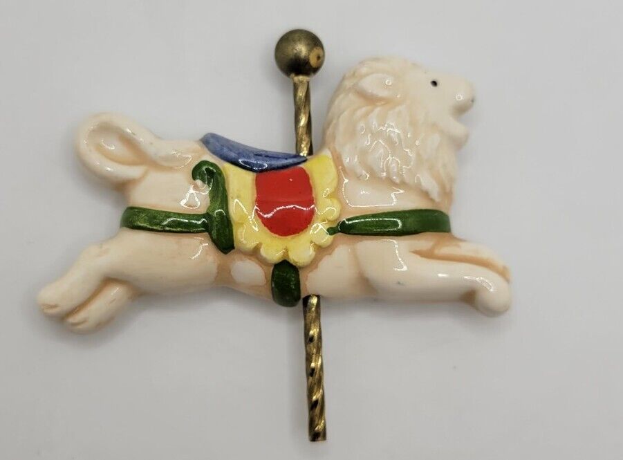 VINTAGE AVON Carousel Lion Ornament Christmas Merry Go Round Decor Magnet