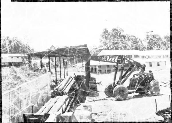 NSW Crane lifting timber, Pelton Mine, New South Wales - Old Photo