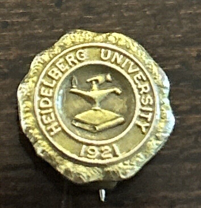 Heidelberg University 1921 Lapel Pin Brooch 10mmD R.K. Antique Germany 10k YG
