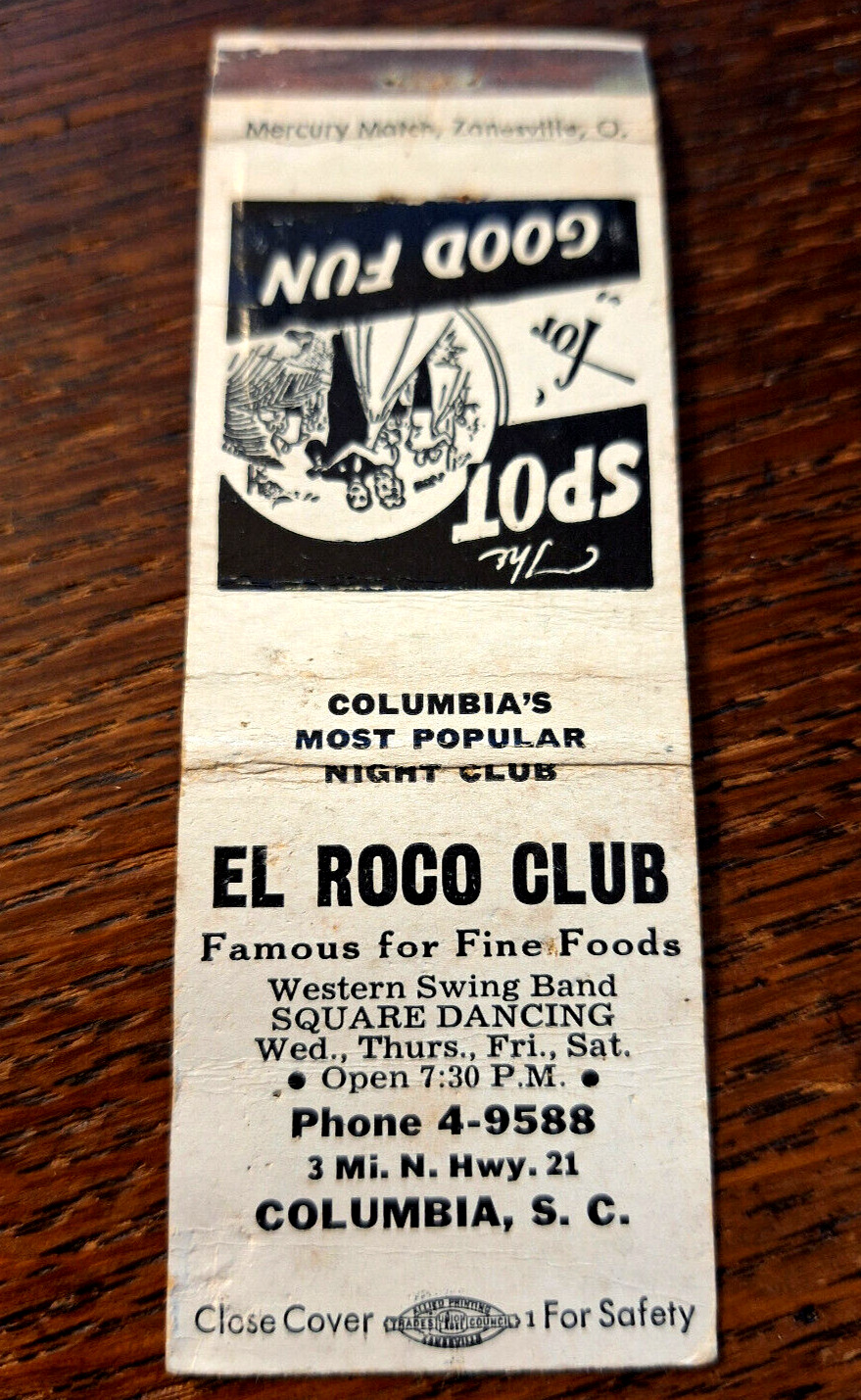 Vintage Matchbook: El Roco Club, Columbia, SC