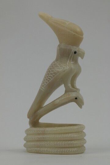 Horus The falcon god of the sky standing on a Cobra & Wearing The Double Crown
