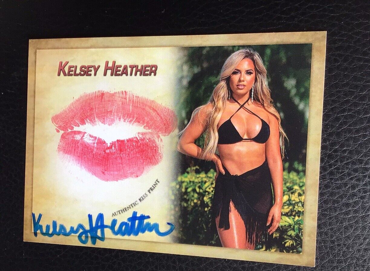 WWE AEW Model Kelsey Heather Autographed Kissed Trading Card