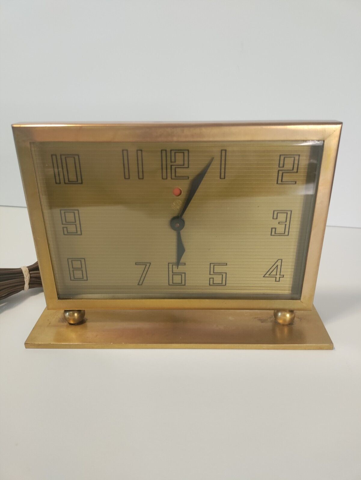 1930s General Electric VTG Art Deco electric table, desk clock Solid Brass Heavy
