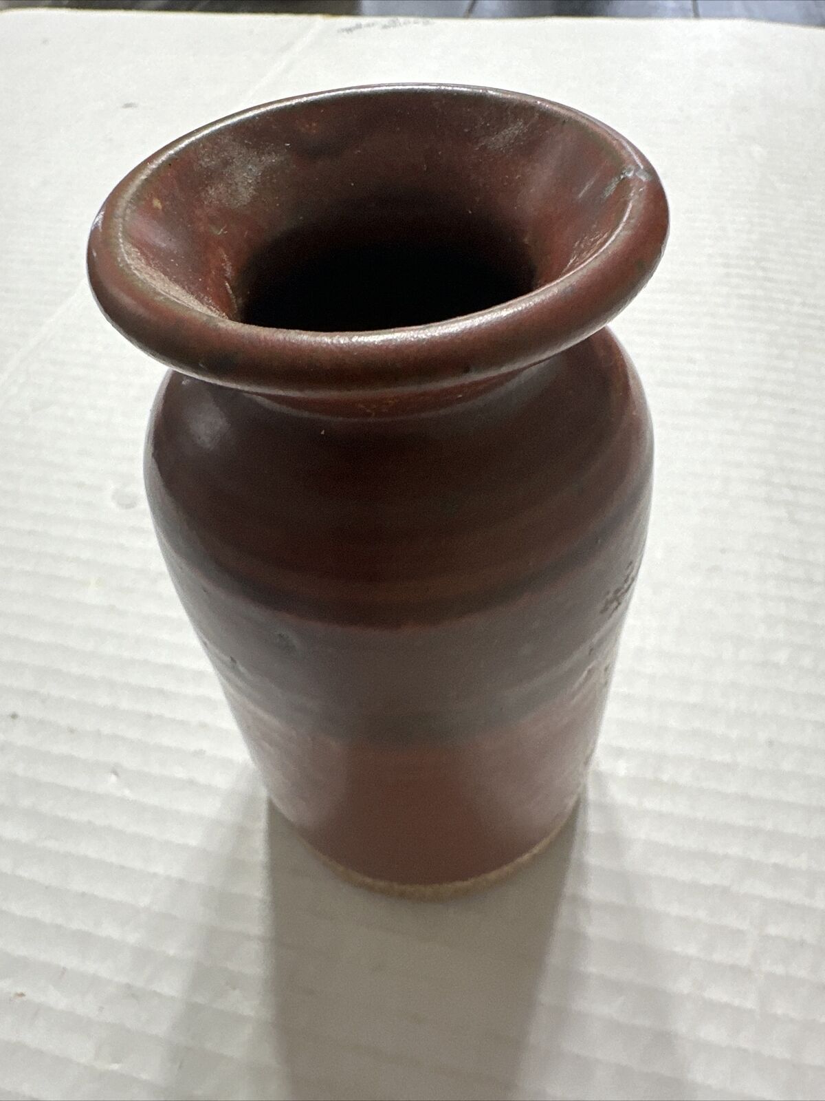 Vintage E M Brown Glazed Design Vase  Unknown Pottery