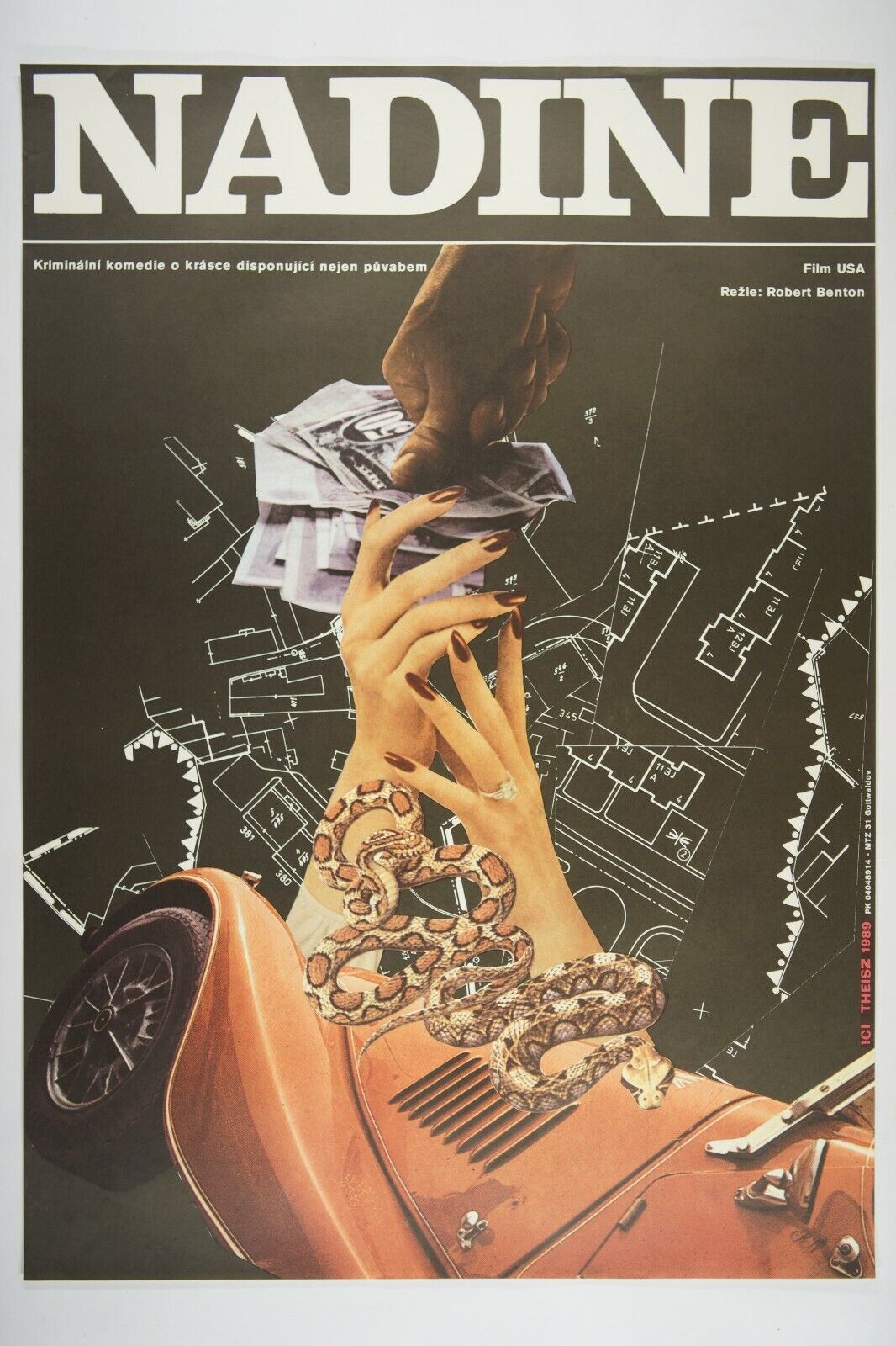 NADINE 23x33 Original Czech movie poster 1987 JEFF BRIDGES, KIM BASINGER, BENTON