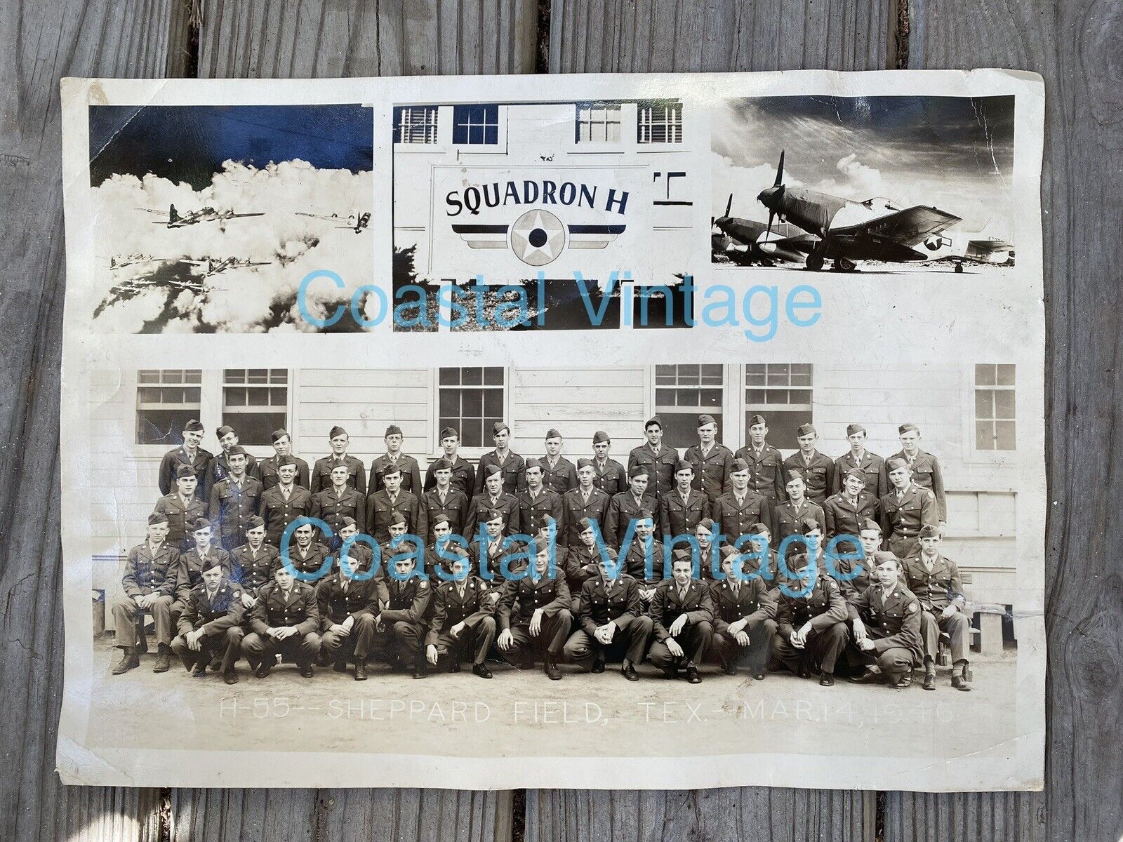 Original 1946 Photo USAF Bomber Squadron H Sheppard Field TX Crew Names on Back