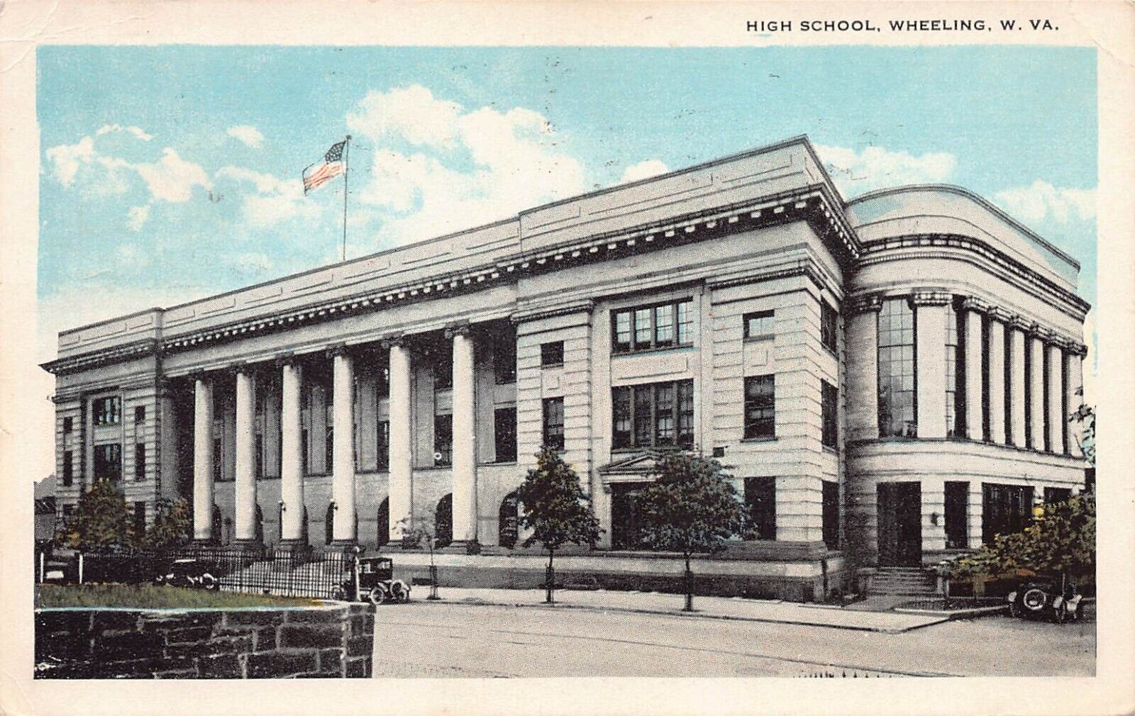 High School, Wheeling, West Virginia, Early Postcard, Used