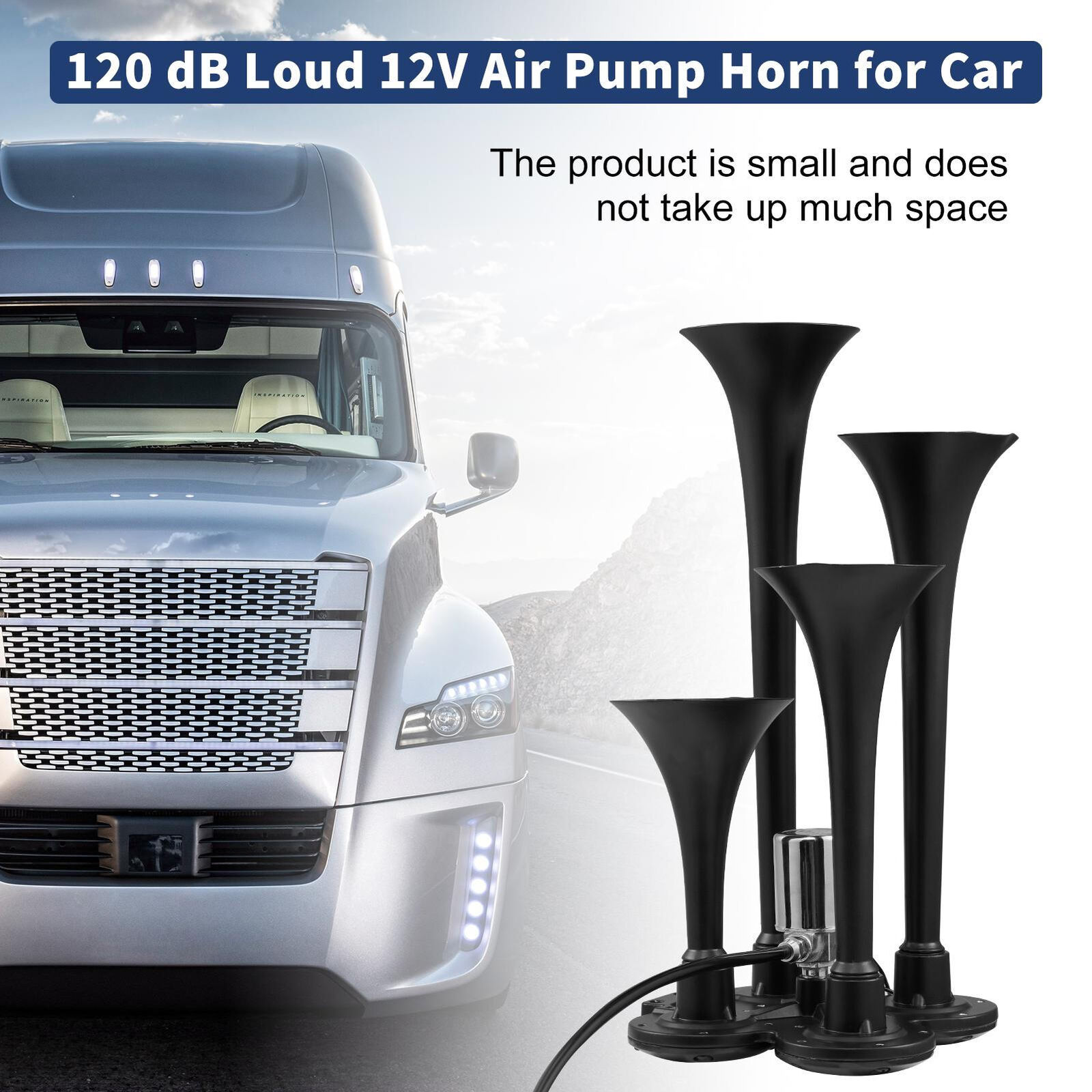 Car Air Horns 120 dB Loud 12V Air Pump Horn for Car Compact Vehicle brightly