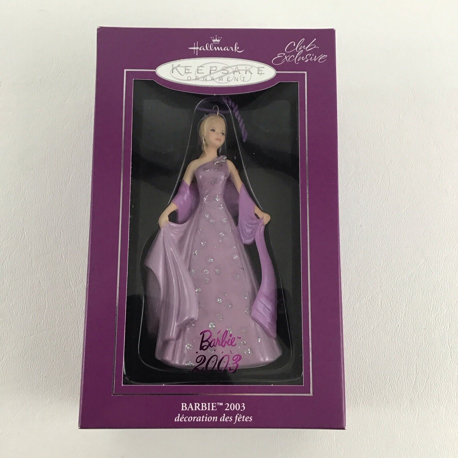 Hallmark Barbie Ornament 2003 Lavender Version Collector's Club Exclusive NEW